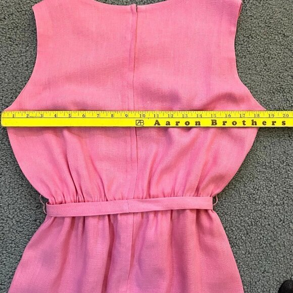 100% Linen Woven in Ireland  Arthur Original - Barbie Pink Sheath Dress w/belt - Picture 8 of 8
